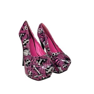 Too Fast Love Hate Pink & Black Platform Heels Size 7